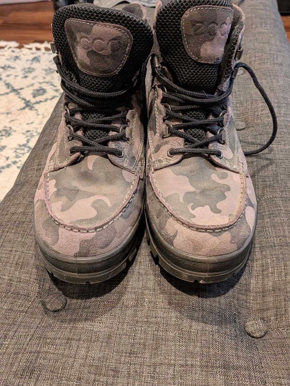 ECCO Men's Camo Leather Lace-Up Boots in Gray
